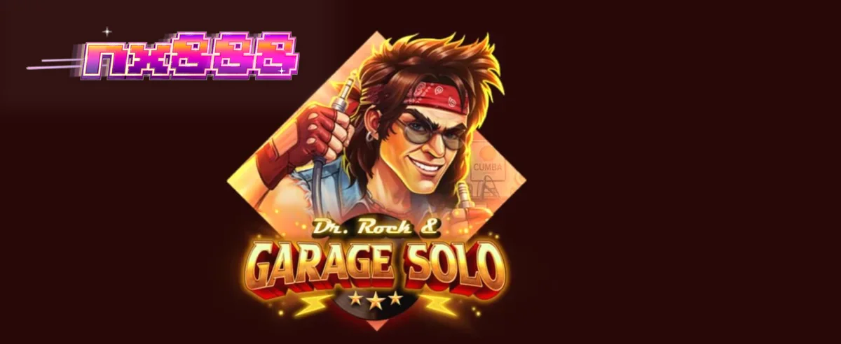 Tampilan visual slot Dr. Rock & Garage Solo dengan tema musik rock dan garasi.
